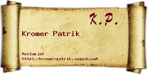 Kromer Patrik névjegykártya